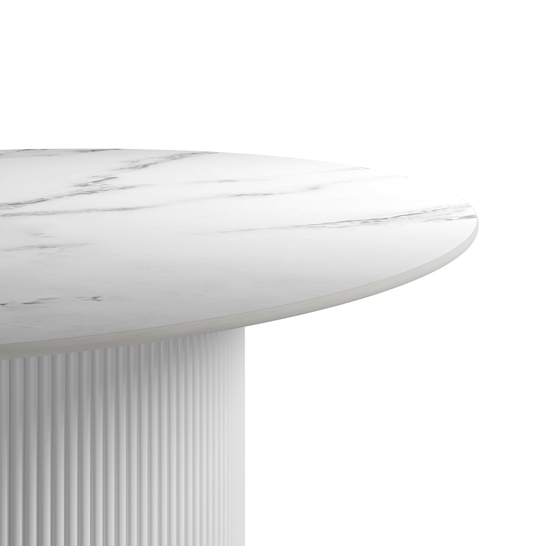 Fuji White Stone Reeded Round Dining Table
